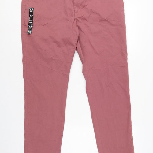 Marks & Spencer Men's Pink 36/29 Slim Fit Stretch Chino Trousers