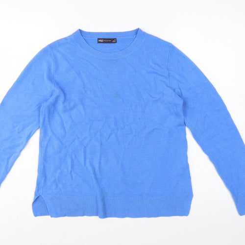 Marks & Spencer Women Blue Size 12 Crew Neck Knit Pullover Jumper