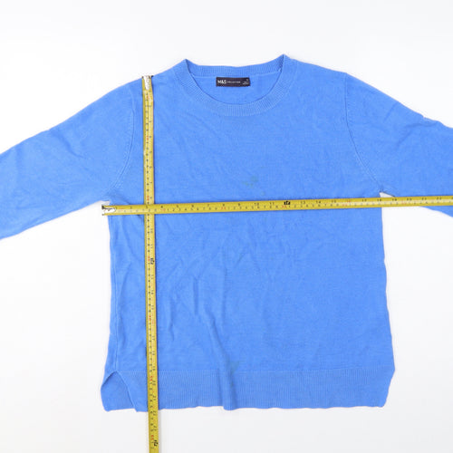 Marks & Spencer Women Blue Size 12 Crew Neck Knit Pullover Jumper