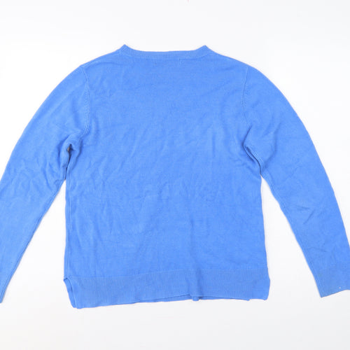 Marks & Spencer Women Blue Size 12 Crew Neck Knit Pullover Jumper