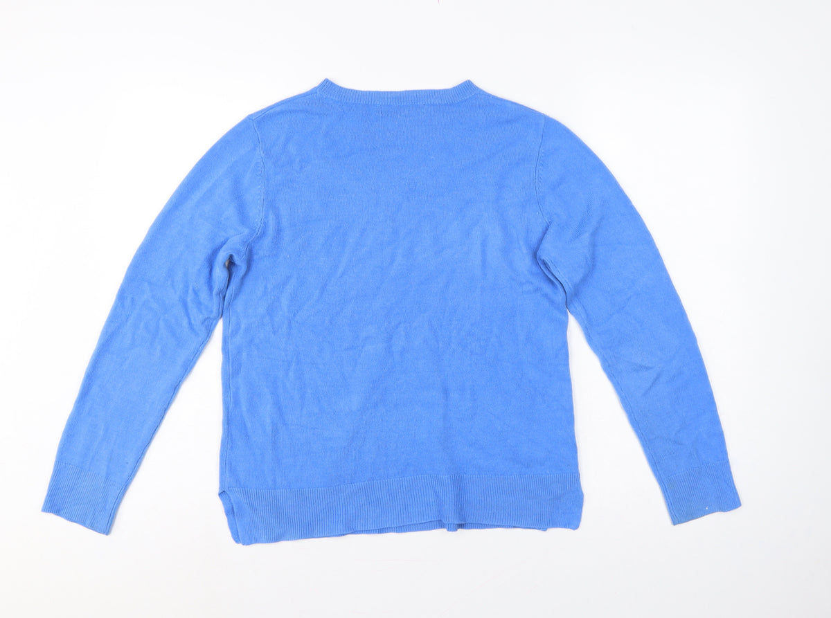 Marks & Spencer Women Blue Size 12 Crew Neck Knit Pullover Jumper