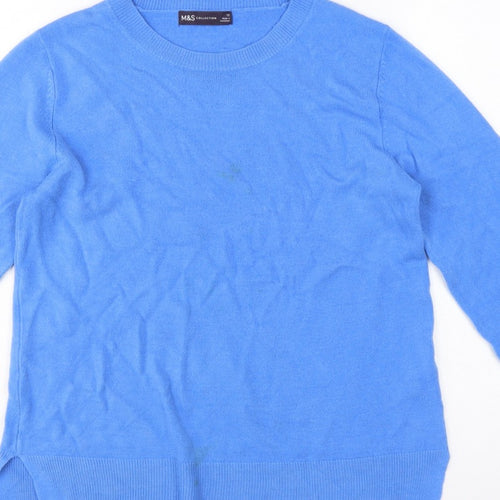 Marks & Spencer Women Blue Size 12 Crew Neck Knit Pullover Jumper