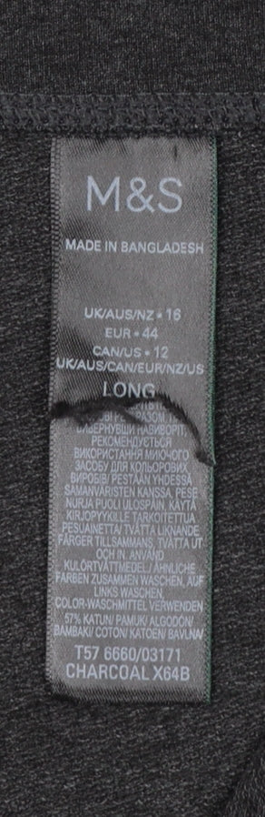 Marks & Spencer Women's Charcoal Grey UK 16 Long Cotton Blend Leggings