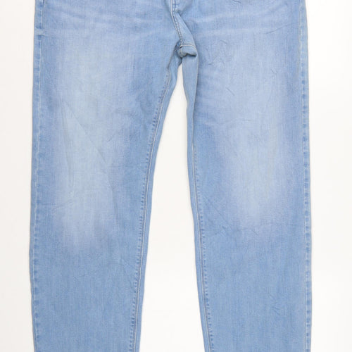 Marks and Spencer Men's Blue 38/31 Regular Straight Fit Stretch Jeans