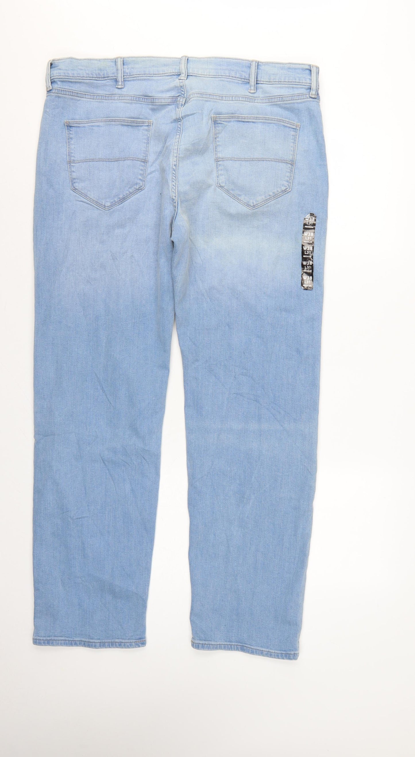 Marks and Spencer Men's Blue 38/31 Regular Straight Fit Stretch Jeans