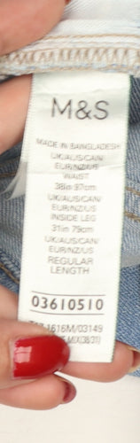 Marks and Spencer Men's Blue 38/31 Regular Straight Fit Stretch Jeans
