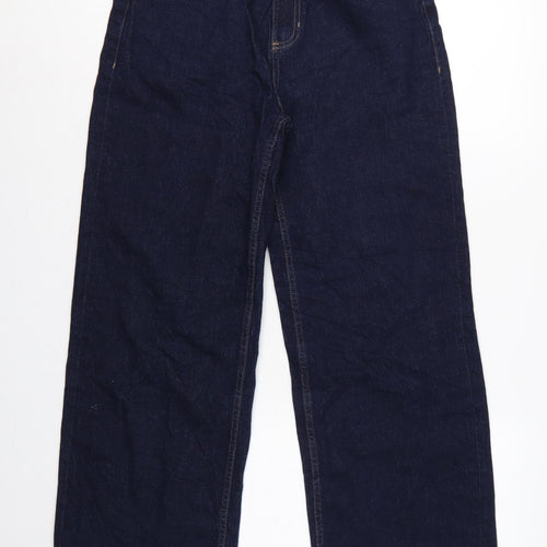 M&S Women’s Blue UK 12 High Rise Wide-Leg Dark Wash Jeans