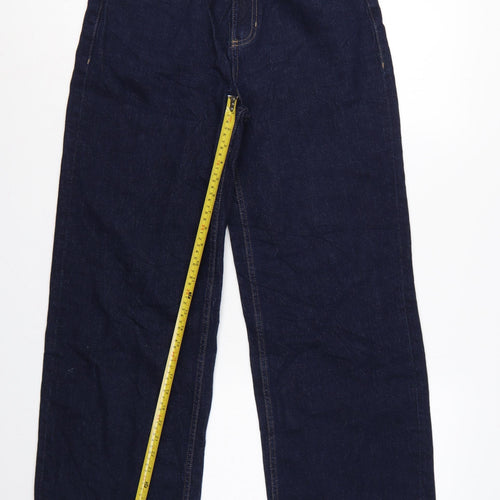 M&S Women’s Blue UK 12 High Rise Wide-Leg Dark Wash Jeans