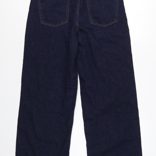 M&S Women’s Blue UK 12 High Rise Wide-Leg Dark Wash Jeans