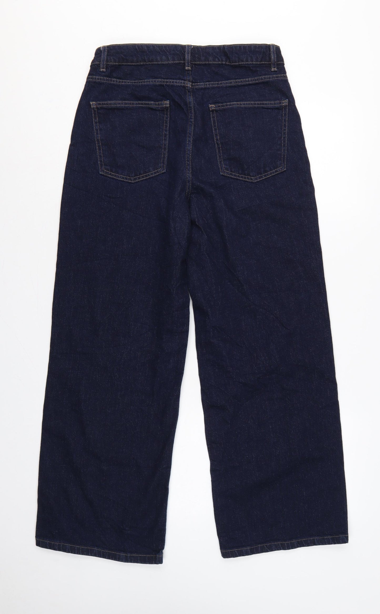 M&S Women’s Blue UK 12 High Rise Wide-Leg Dark Wash Jeans