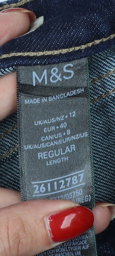 M&S Women’s Blue UK 12 High Rise Wide-Leg Dark Wash Jeans