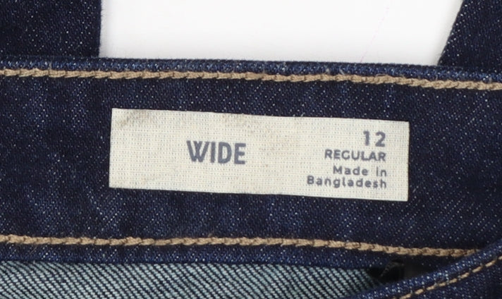 M&S Women’s Blue UK 12 High Rise Wide-Leg Dark Wash Jeans
