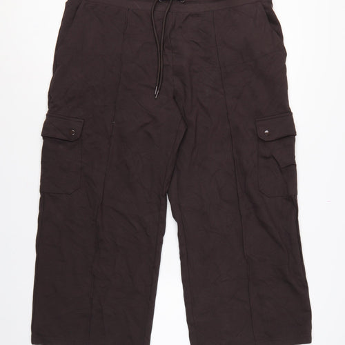 Marks & Spencer Women Black Size 20 Short Wide Leg Cargo Trousers