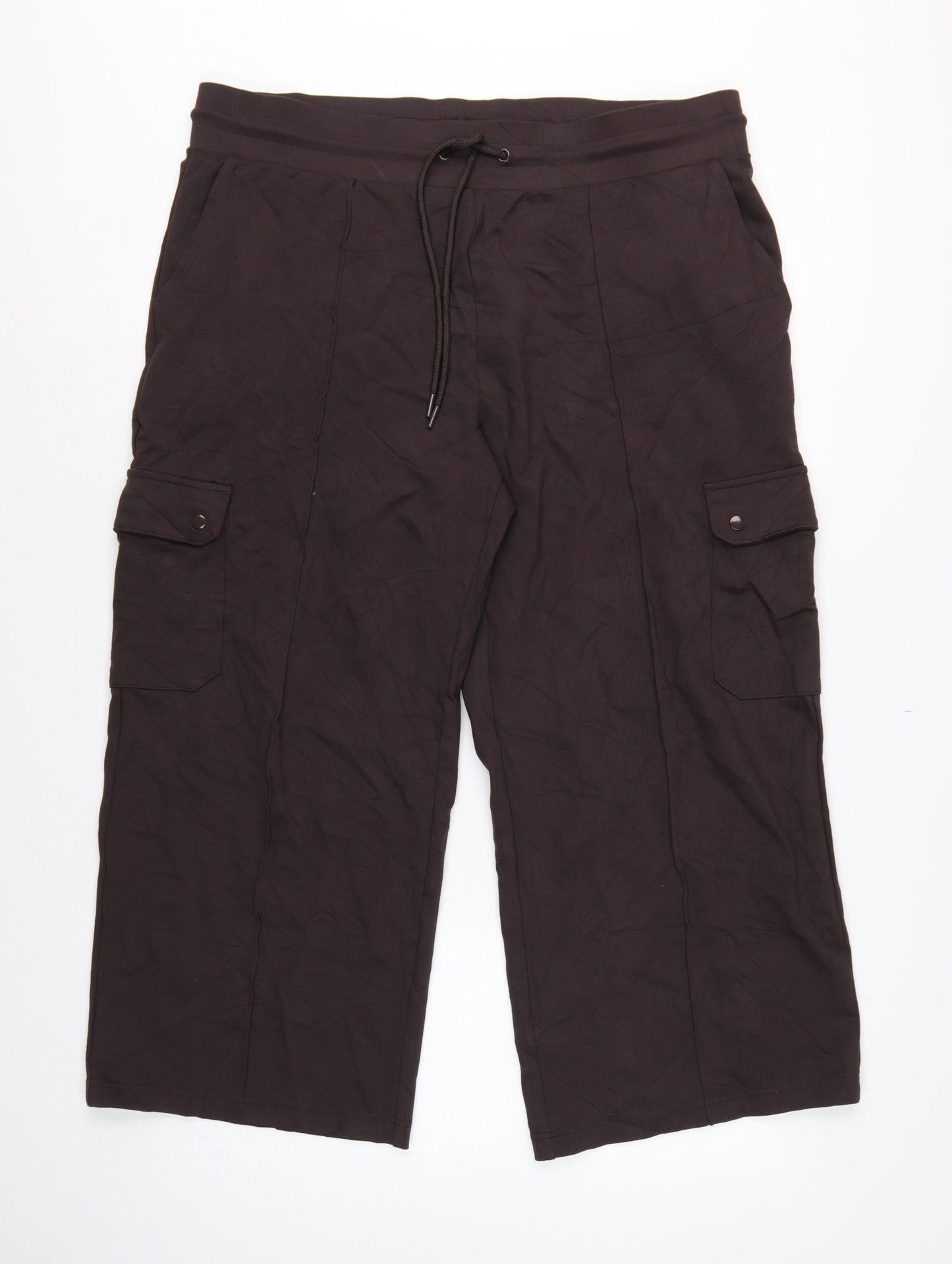 Marks & Spencer Women Black Size 20 Short Wide Leg Cargo Trousers
