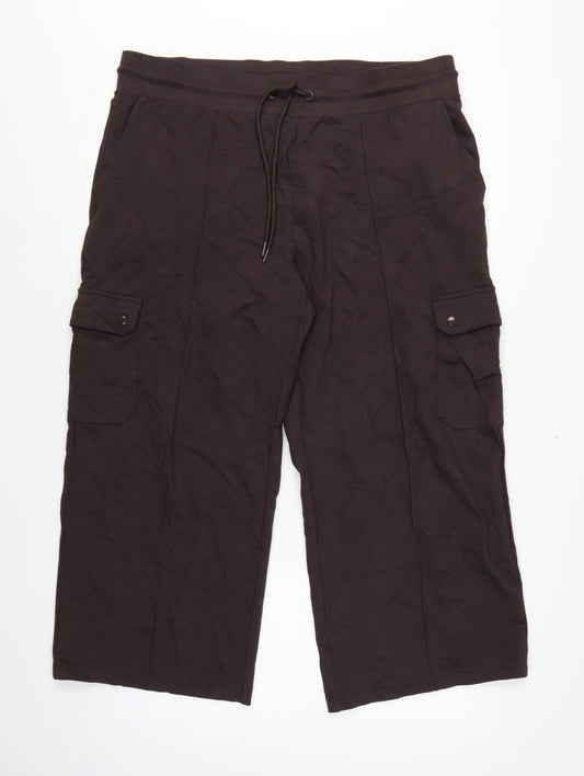 Marks & Spencer Women Black Size 20 Short Wide Leg Cargo Trousers