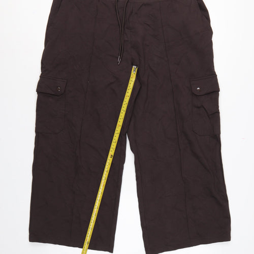 Marks & Spencer Women Black Size 20 Short Wide Leg Cargo Trousers