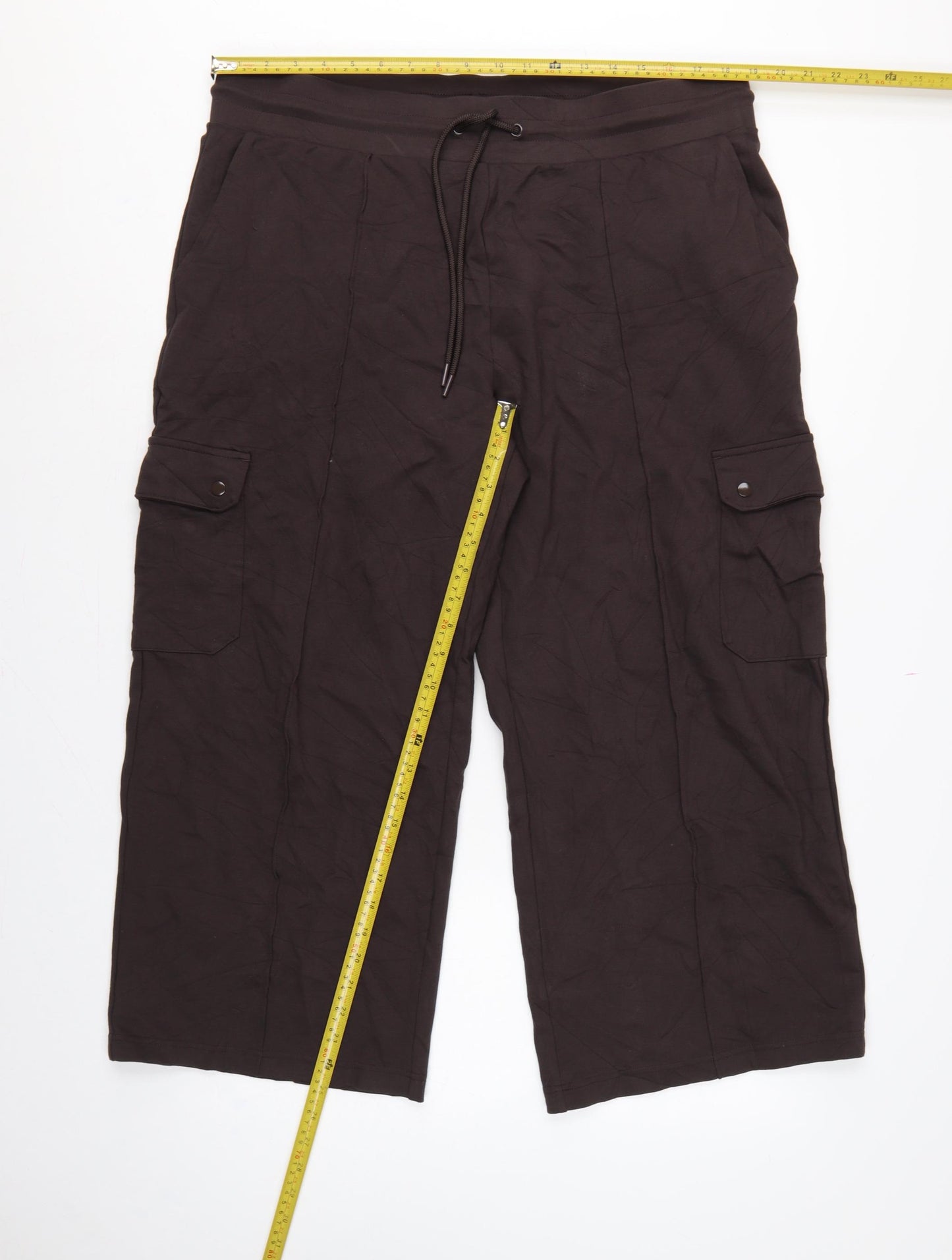 Marks & Spencer Women Black Size 20 Short Wide Leg Cargo Trousers