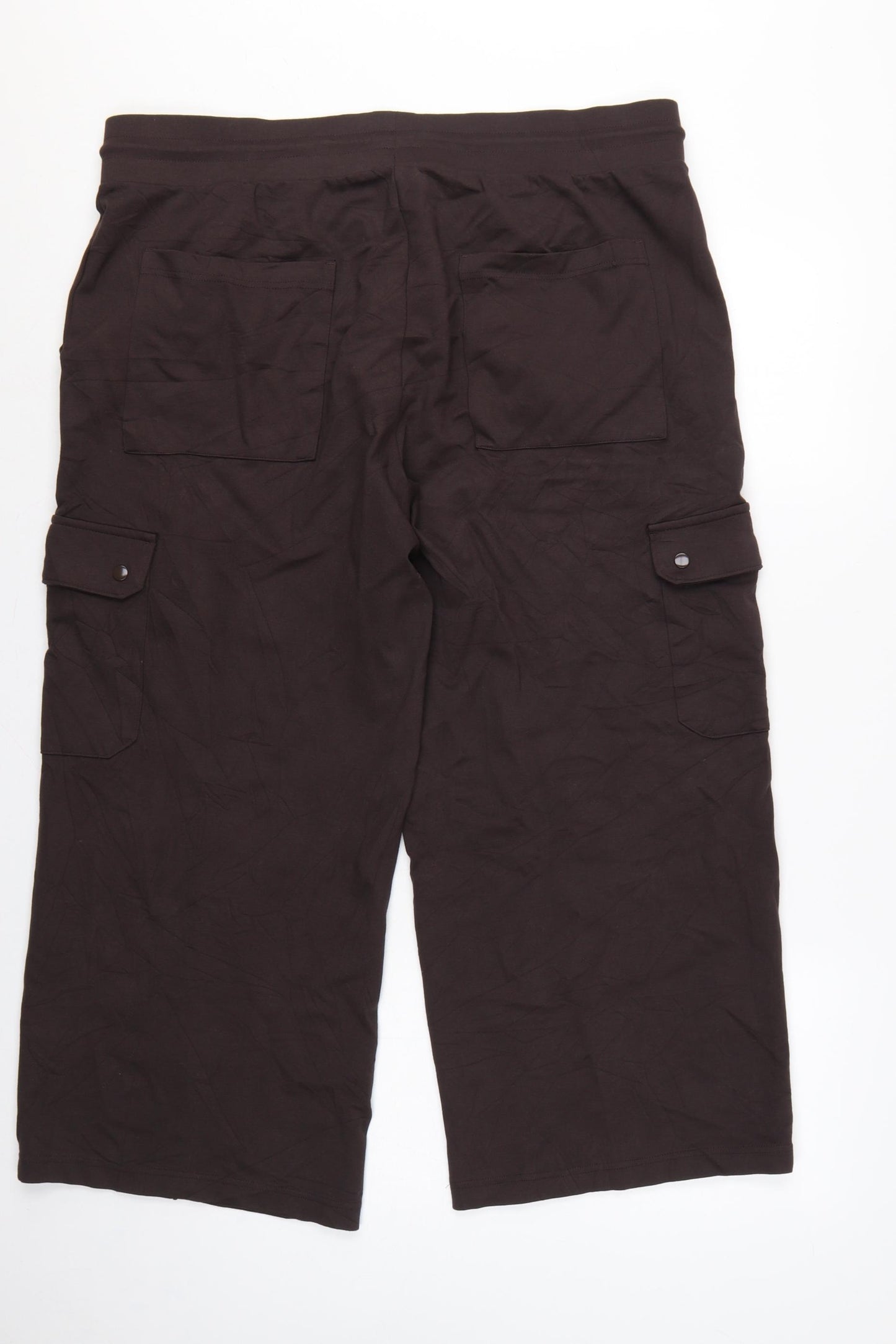 Marks & Spencer Women Black Size 20 Short Wide Leg Cargo Trousers