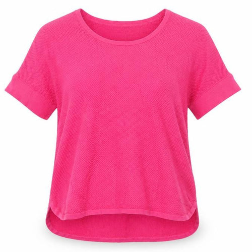 Lands' End Women's Pink M Petite Cotton Short Sleeve Knit Jumper