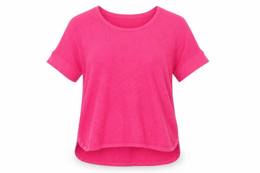 Lands' End Women's Pink M Petite Cotton Short Sleeve Knit Jumper