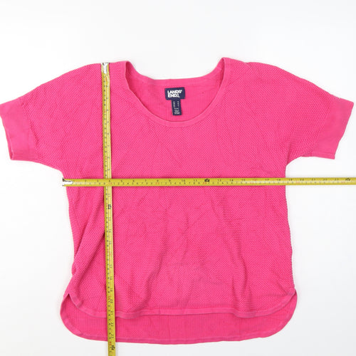 Lands' End Women's Pink M Petite Cotton Short Sleeve Knit Jumper