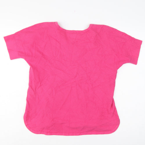 Lands' End Women's Pink M Petite Cotton Short Sleeve Knit Jumper