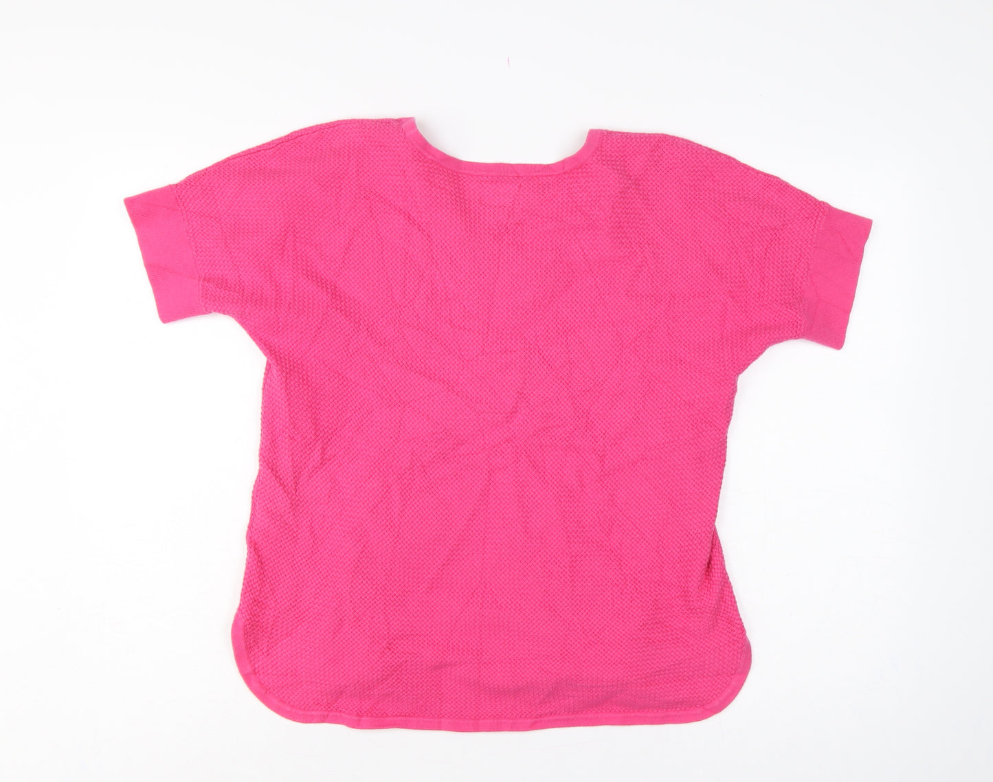 Lands' End Women's Pink M Petite Cotton Short Sleeve Knit Jumper