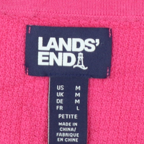 Lands' End Women's Pink M Petite Cotton Short Sleeve Knit Jumper