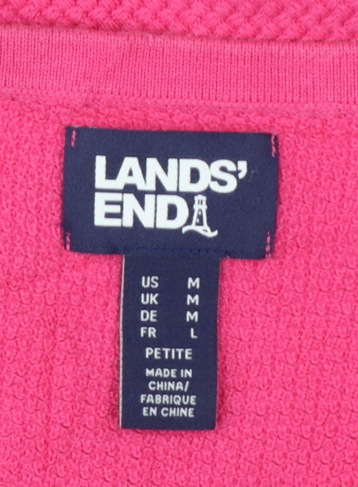 Lands' End Women's Pink M Petite Cotton Short Sleeve Knit Jumper