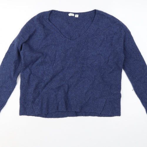 GAP Women’s Blue XS Petite V-Neck Alpaca Wool Blend Knit Jumper