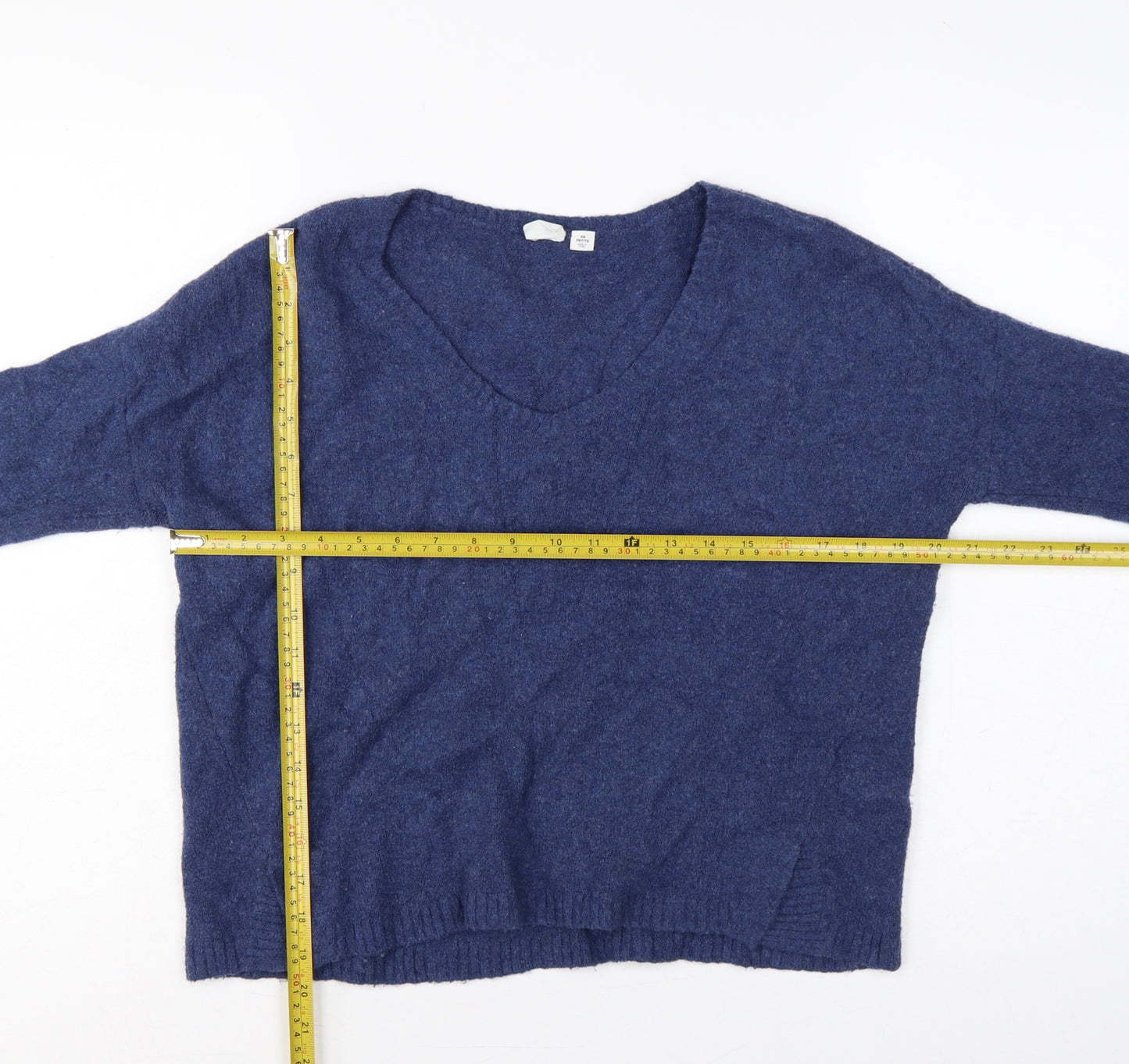 GAP Women’s Blue XS Petite V-Neck Alpaca Wool Blend Knit Jumper