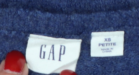 GAP Women’s Blue XS Petite V-Neck Alpaca Wool Blend Knit Jumper