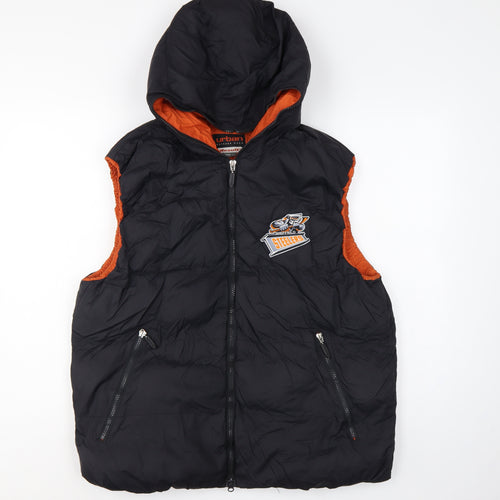 Result Men’s Black Orange L Hooded Sheffield Steelers Padded Waistcoat