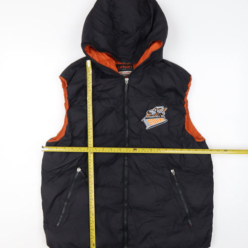 Result Men’s Black Orange L Hooded Sheffield Steelers Padded Waistcoat