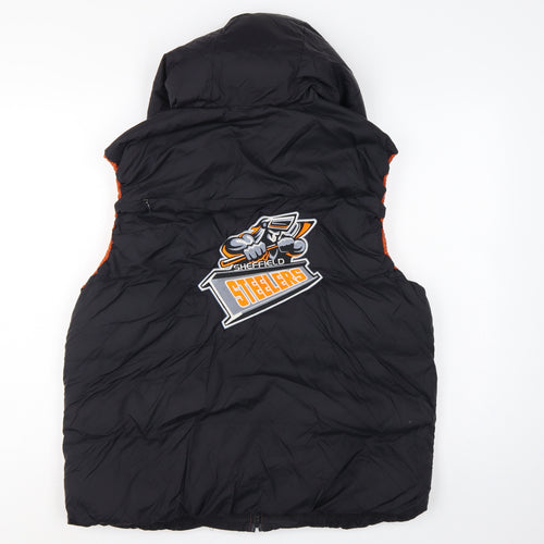 Result Men’s Black Orange L Hooded Sheffield Steelers Padded Waistcoat