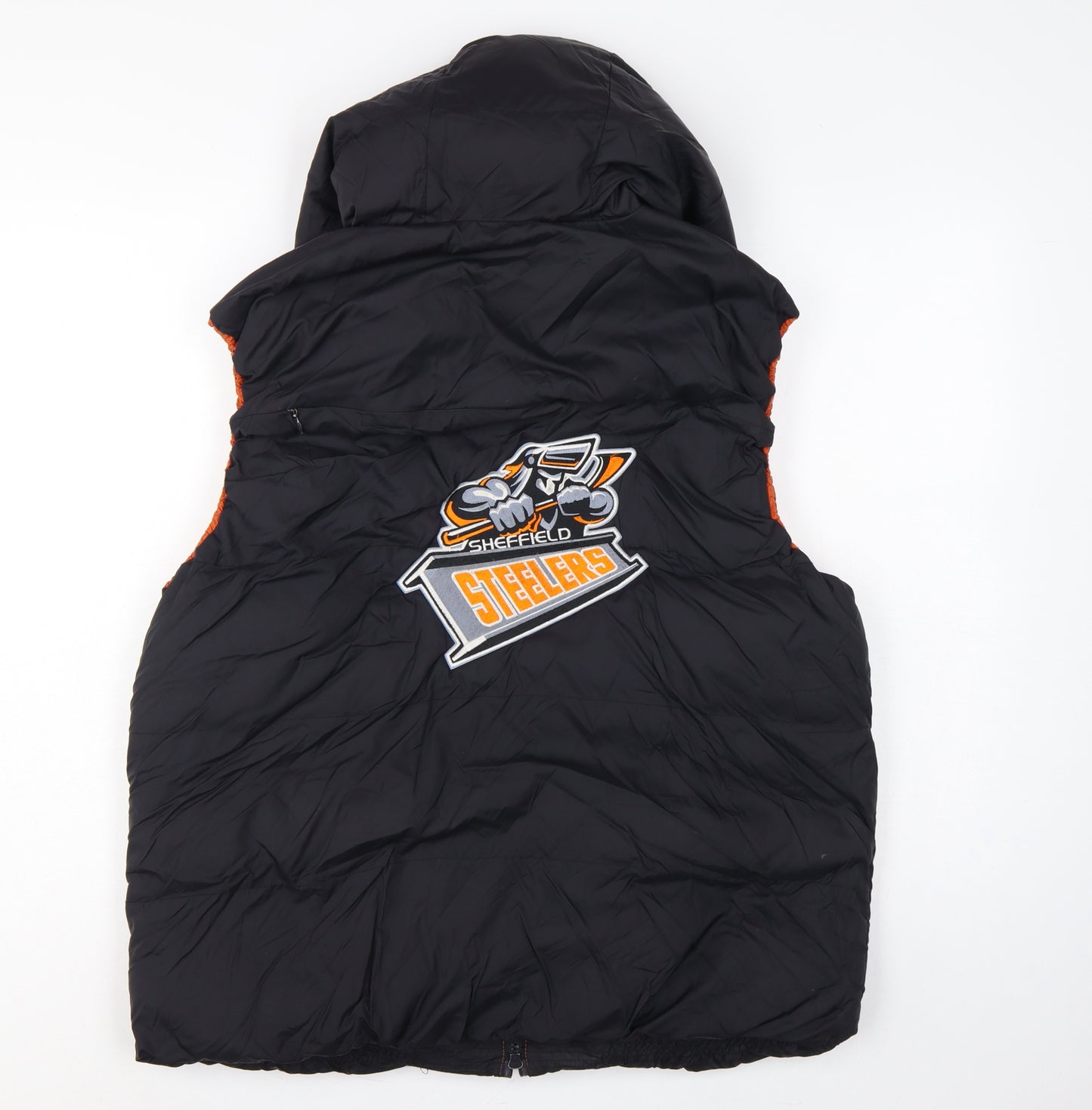 Result Men’s Black Orange L Hooded Sheffield Steelers Padded Waistcoat
