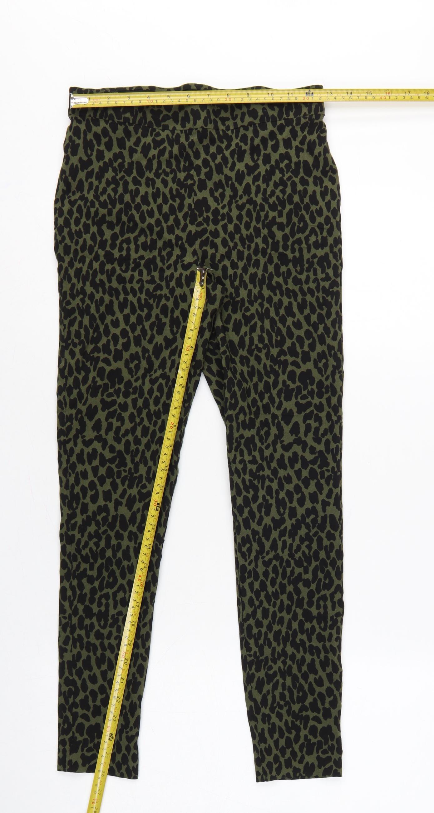Dorothy Perkins Women's Green UK 12 Leopard Print High Rise Leggings