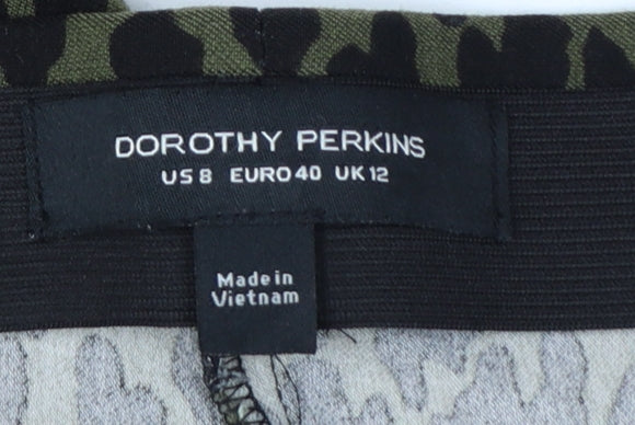 Dorothy Perkins Women's Green UK 12 Leopard Print High Rise Leggings