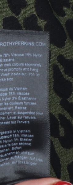 Dorothy Perkins Women's Green UK 12 Leopard Print High Rise Leggings