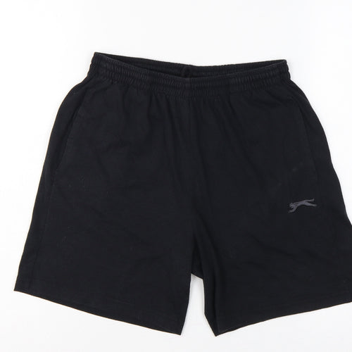 Slazenger Men's Black M Sweat Shorts Elastic Waist Pockets Logo