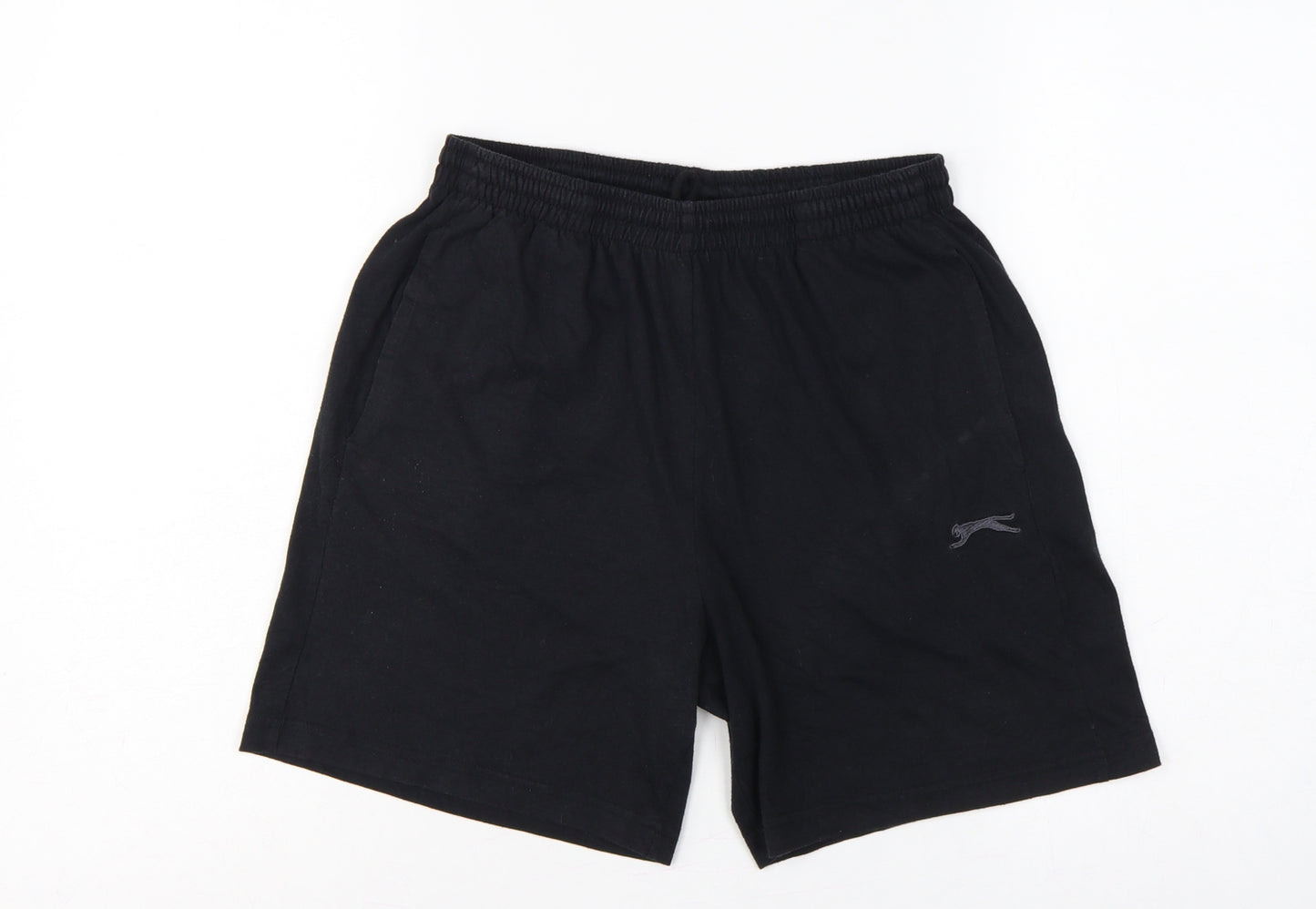 Slazenger Men's Black M Sweat Shorts Elastic Waist Pockets Logo