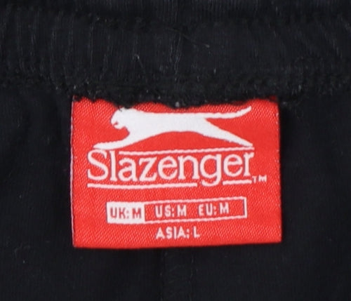Slazenger Men's Black M Sweat Shorts Elastic Waist Pockets Logo