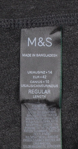 Marks and Spencer Women Grey Size 14 Regular Stretch Jersey Leggings