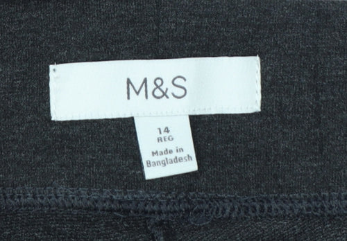 Marks and Spencer Women Grey Size 14 Regular Stretch Jersey Leggings