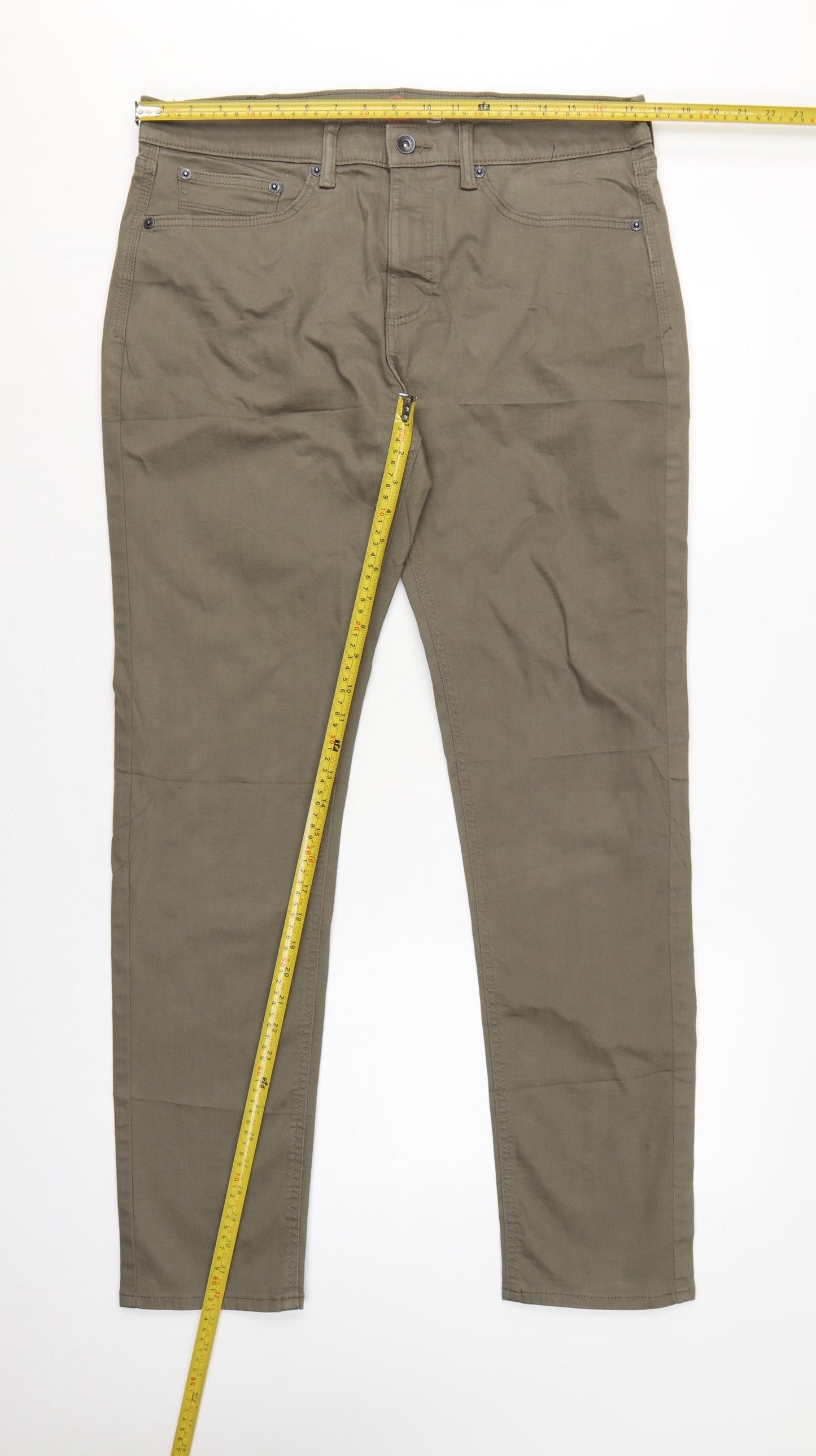 Marks & Spencer Men Green 34/33 Slim Tapered 360 Flex Jeans