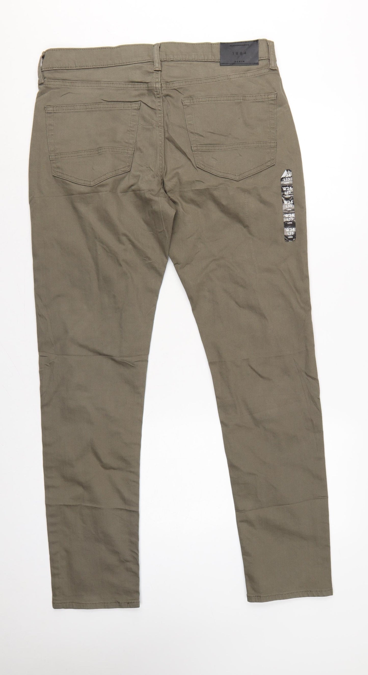 Marks & Spencer Men Green 34/33 Slim Tapered 360 Flex Jeans