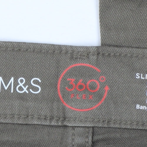 Marks & Spencer Men Green 34/33 Slim Tapered 360 Flex Jeans