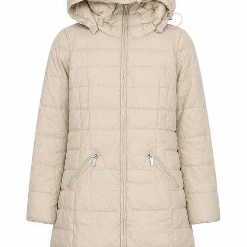 Benetton Women’s Beige UK 12 Long Hooded Down Puffer Coat