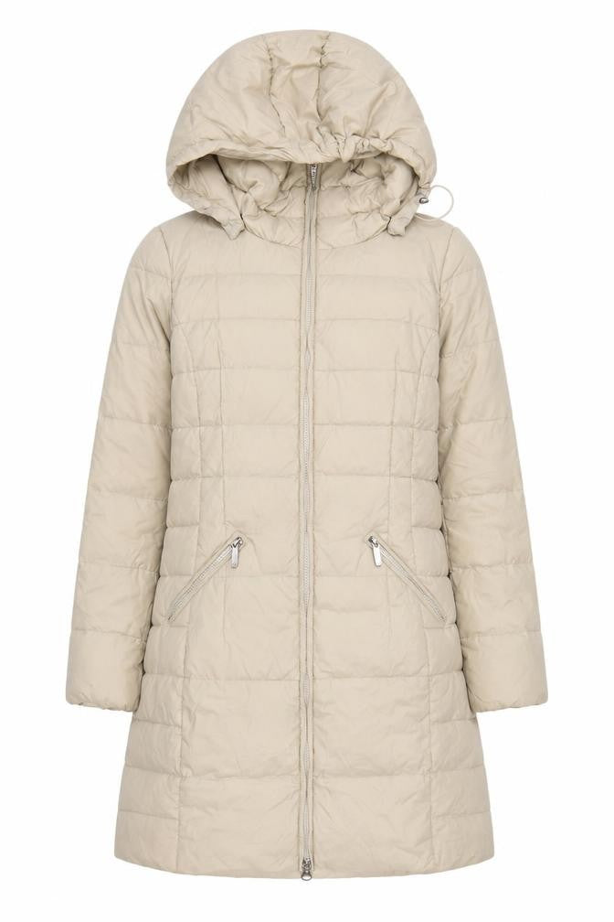 Benetton Women’s Beige UK 12 Long Hooded Down Puffer Coat