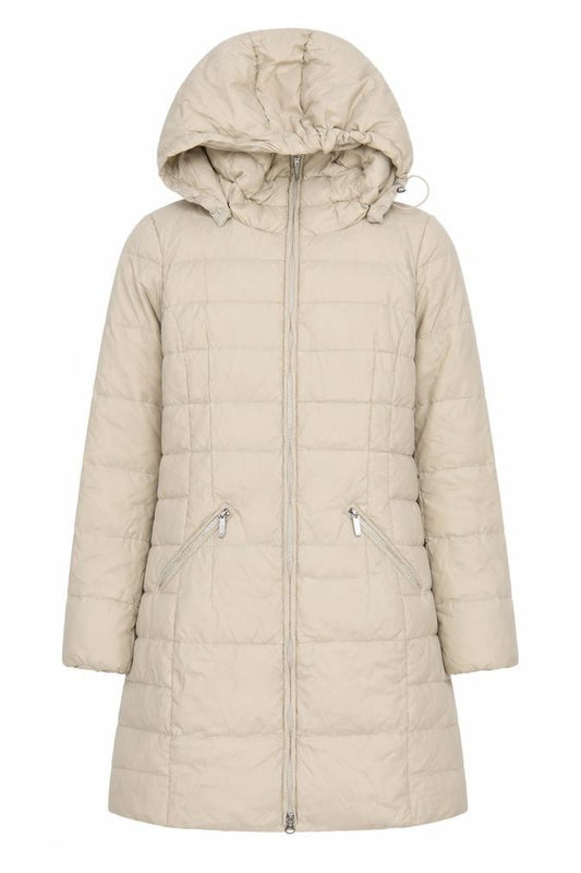 Benetton Women’s Beige UK 12 Long Hooded Down Puffer Coat
